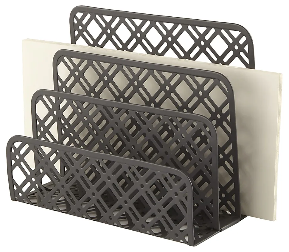 Realspace® Streya Cut-Metal Letter Sorter, 5-1/2"H x 6-7/8"W x 3-3/8"D, Gray