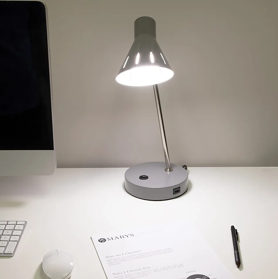 Realspace™ Tanji Desk Lamp, 16"H, Gray