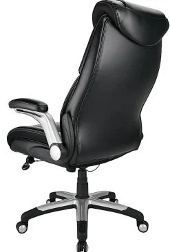 Realspace® Torval Big & Tall Bonded Leather High-Back Computer Office Chair, Black/Silver, BIFMA Compliant