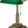 Realspace™ Traditional Banker's LED Lamp, 14-3/4"H, Green/Antique Brass