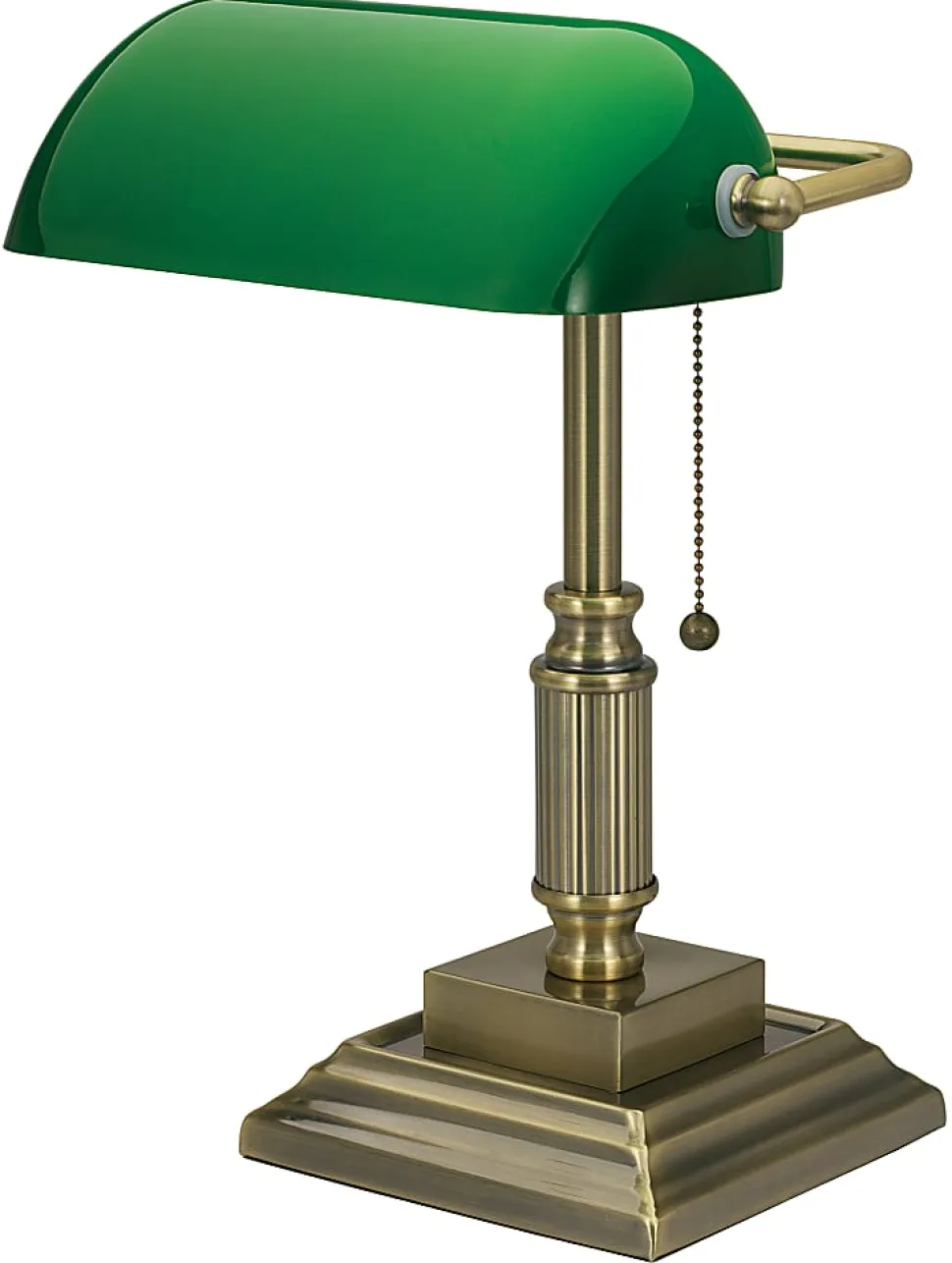 Realspace™ Traditional Banker's LED Lamp, 14-3/4"H, Green/Antique Brass