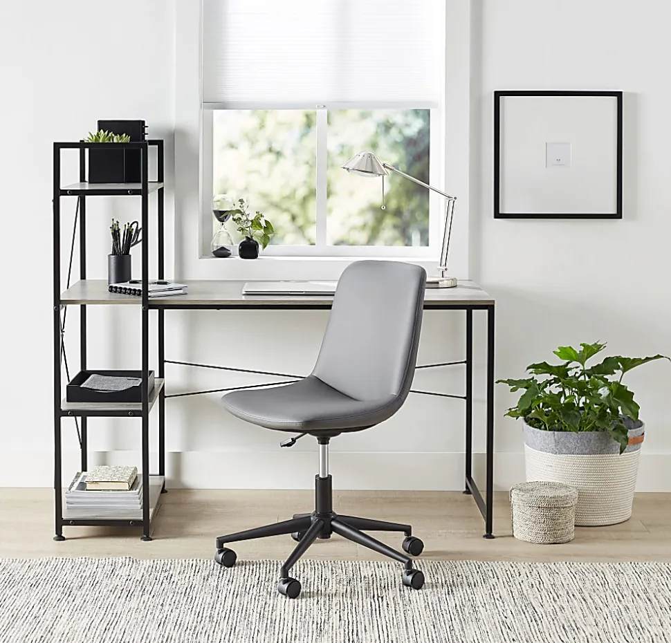 Realspace® Trazer 56"W Computer Desk With Storage Shelves, Gray