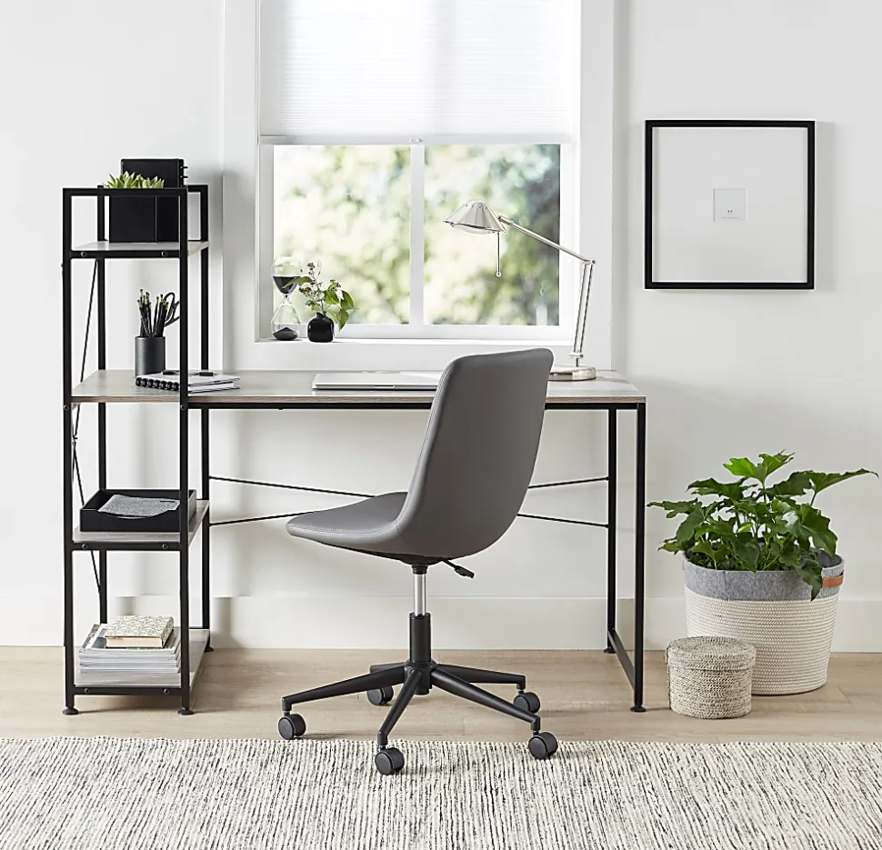 Realspace® Trazer 56"W Computer Desk With Storage Shelves, Gray