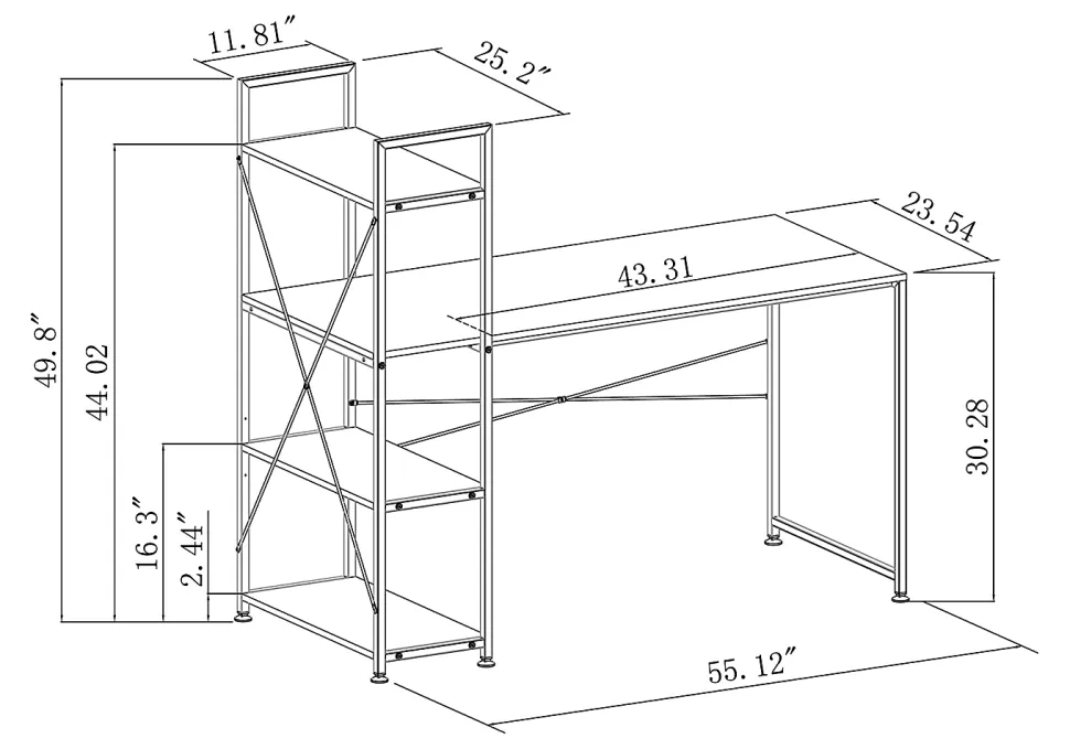 Realspace® Trazer 56"W Computer Desk With Storage Shelves, Gray
