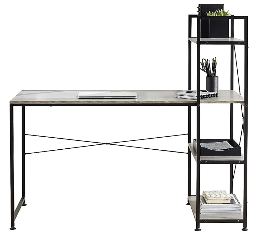 Realspace® Trazer 56"W Computer Desk With Storage Shelves, Gray