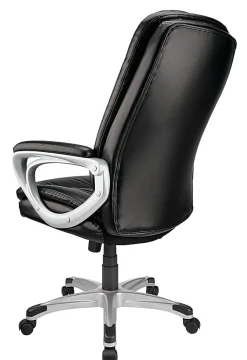 Realspace® Treswell Bonded Leather High-Back Executive Office Chair, Black/Silver, BIFMA Compliant