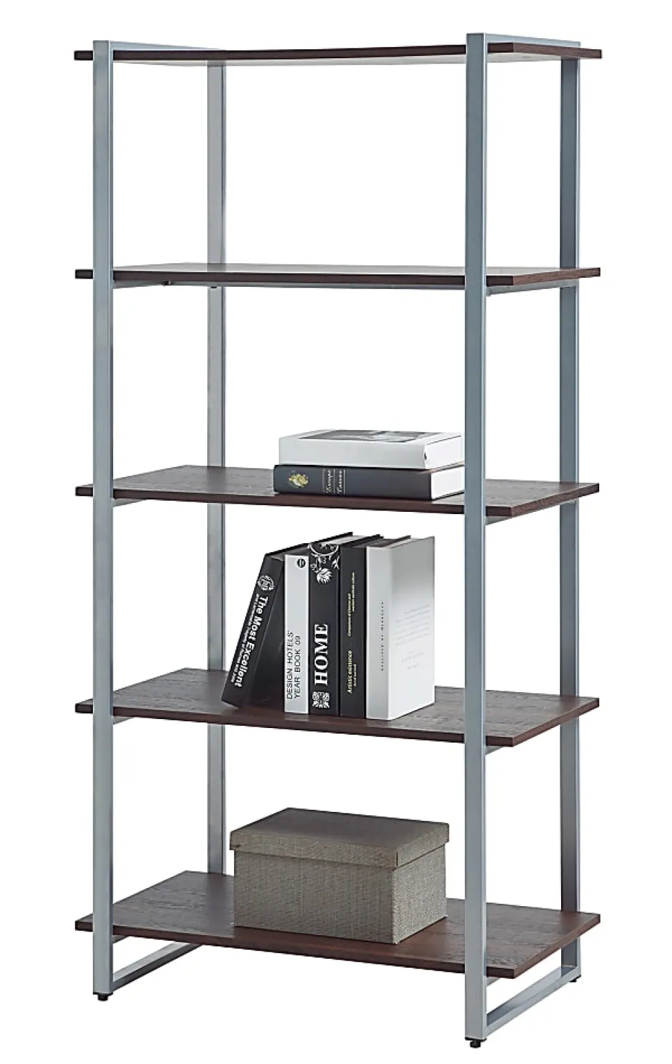 Realspace® Trezza 60"H 4-Shelf Bookcase, Warm Walnut