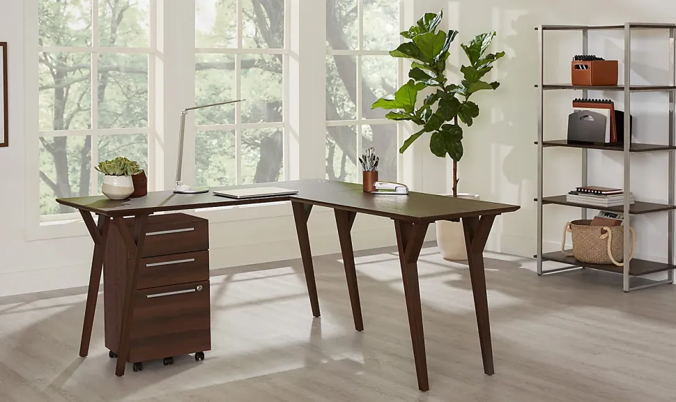 Realspace® Trezza 62"W L-Shaped Computer Desk, Light Oak