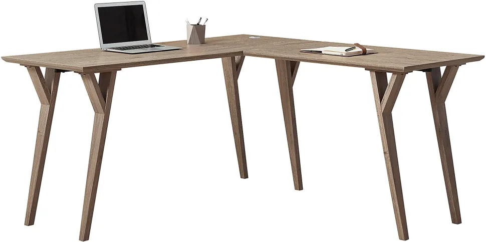 Realspace® Trezza 62"W L-Shaped Computer Desk, Light Oak