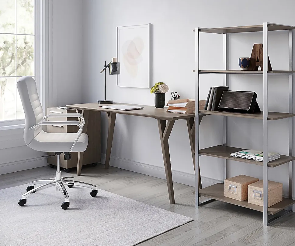 Realspace® Trezza 60"W Writing Desk, Light Oak