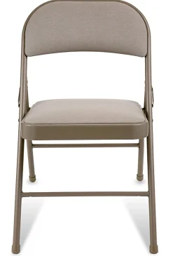 Realspace® Upholstered Padded Folding Chair, Tan