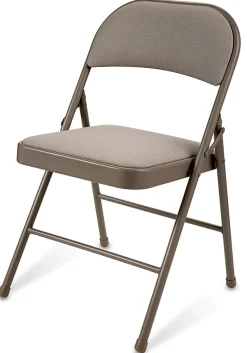 Realspace® Upholstered Padded Folding Chair, Tan