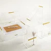 Realspace® Vayla Acrylic Desktop Caddy With Handle, 6”H x 9-7/8”W x 4-3/4”D, Clear/Gold