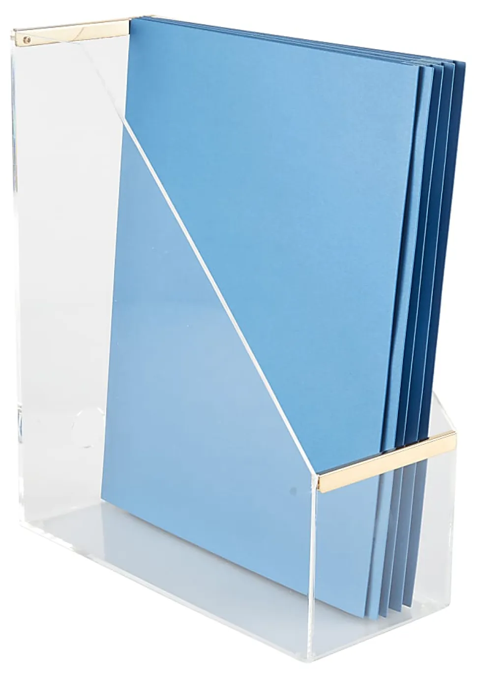 Realspace® Vayla Acrylic Magazine File Holder, 11-3/4”H x 4-1/8”W x 9-7/8”D, Clear/Gold