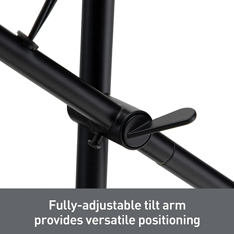 Realspace™ Veretti 23"H Modern Tilt-Arm Lamp, Adjustable, Smokey Gray Shade/Black Base