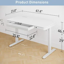Realspace® 47” Vetra Electric Height-Adjustable Standing Desk, White, BIFMA Compliant