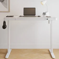 Realspace® 47” Vetra Electric Height-Adjustable Standing Desk, White, BIFMA Compliant
