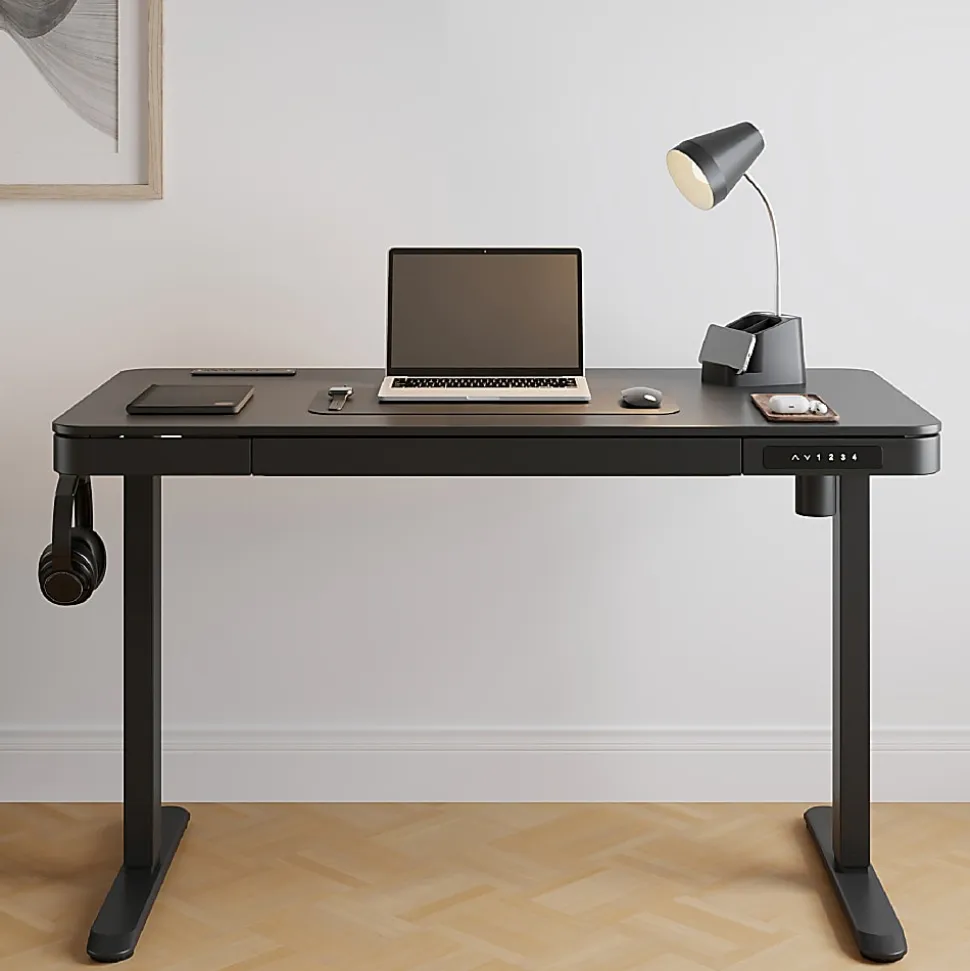 Realspace® 47” Vetra Electric Height-Adjustable Standing Desk, Black, BIFMA Compliant