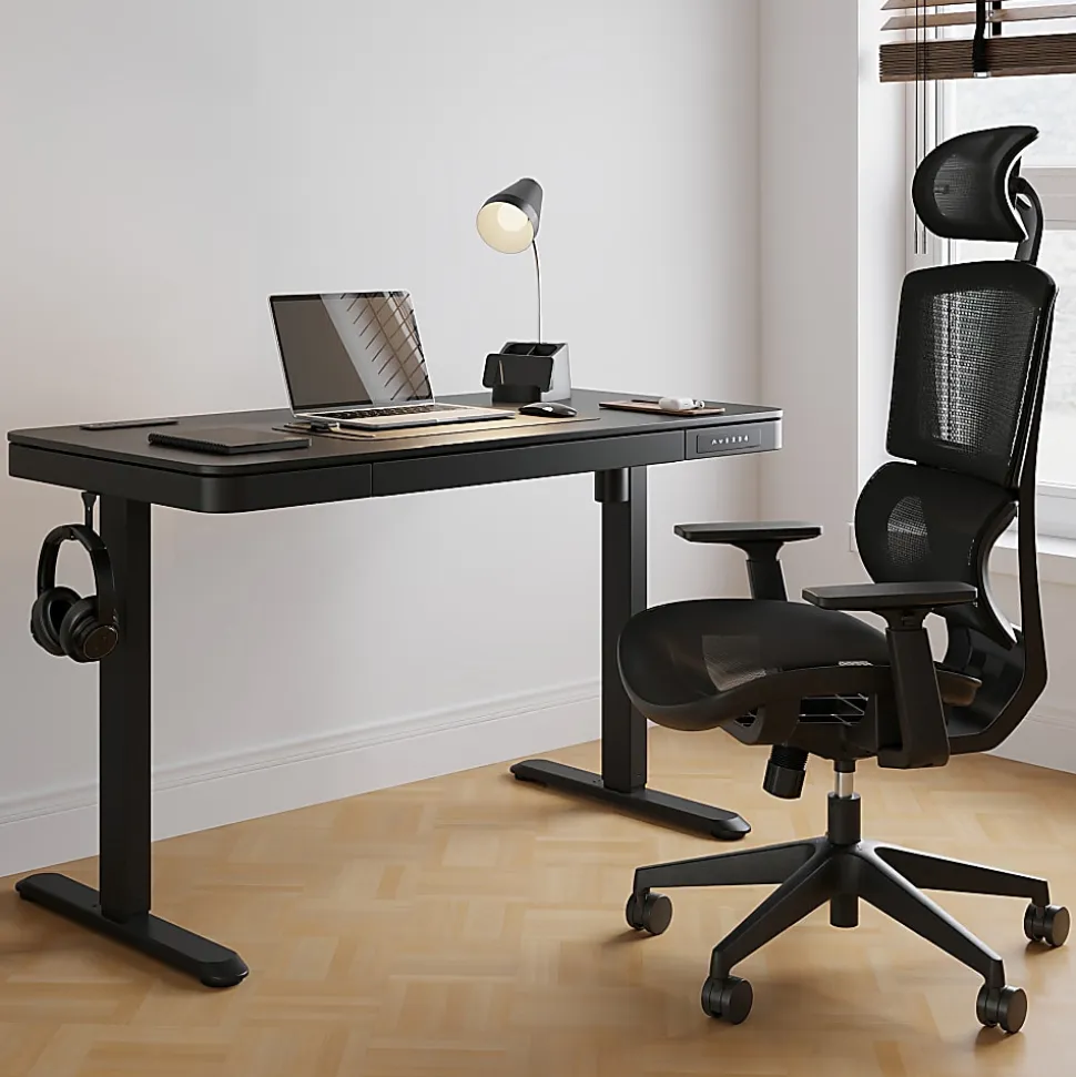 Realspace® 47” Vetra Electric Height-Adjustable Standing Desk, Black, BIFMA Compliant