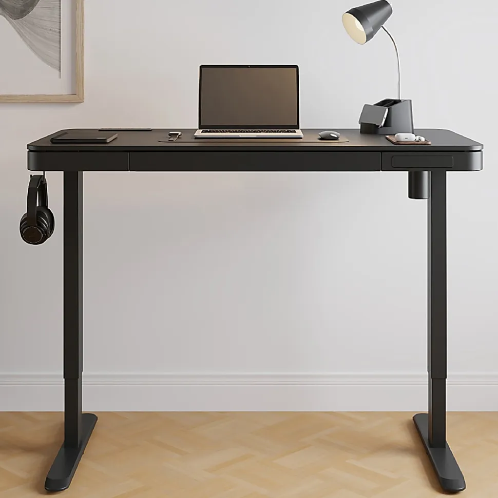 Realspace® 47” Vetra Electric Height-Adjustable Standing Desk, Black, BIFMA Compliant