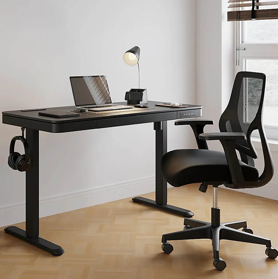 Realspace® 47” Vetra Electric Height-Adjustable Standing Desk, Black, BIFMA Compliant