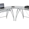 Realspace® Vista Glass 76"W L-Shape Corner Desk, Silver