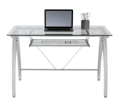 Realspace® Vista 48"W Glass Computer Desk, Silver