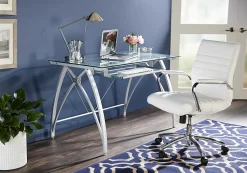 Realspace® Vista 48"W Glass Computer Desk, Silver