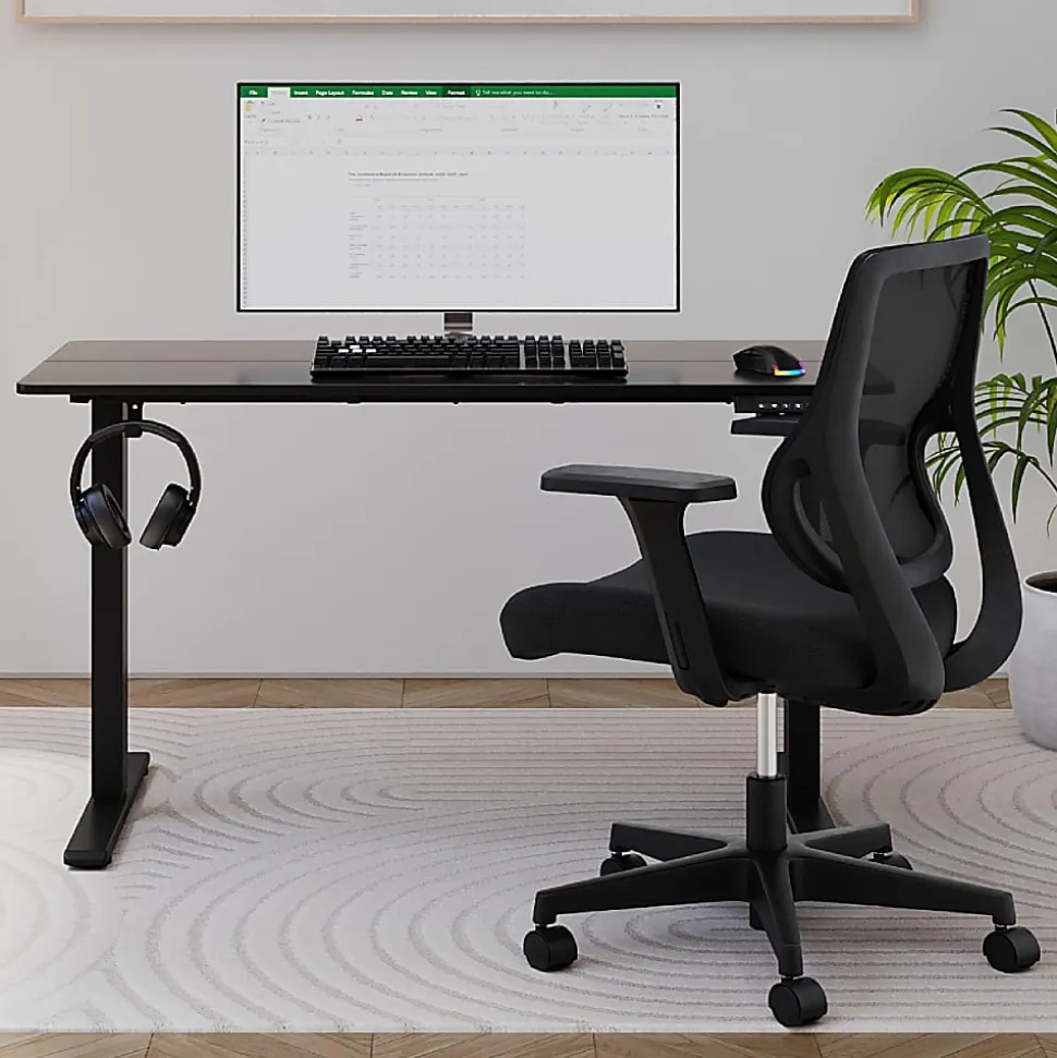 Realspace® 48”W Essential Electric Height Adjustable Standing Desk, Black