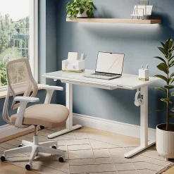 Realspace® 48”W Glass-Top Electric Height-Adjustable Standing Desk, White