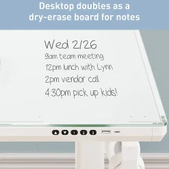 Realspace® 48”W Glass-Top Electric Height-Adjustable Standing Desk, White