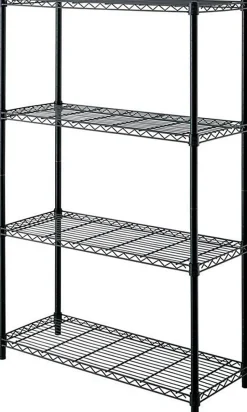 Realspace® Wire Shelving, 4-Shelves, 54"H x 36"W x 14"D, Black