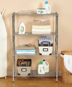 Realspace® Wire Shelving, 4-Shelves, 54"H x 36"W x 14"D, Chrome