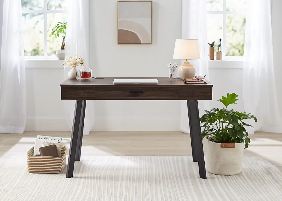 Realspace® 48"W Lancott Computer Desk, Dark Brown