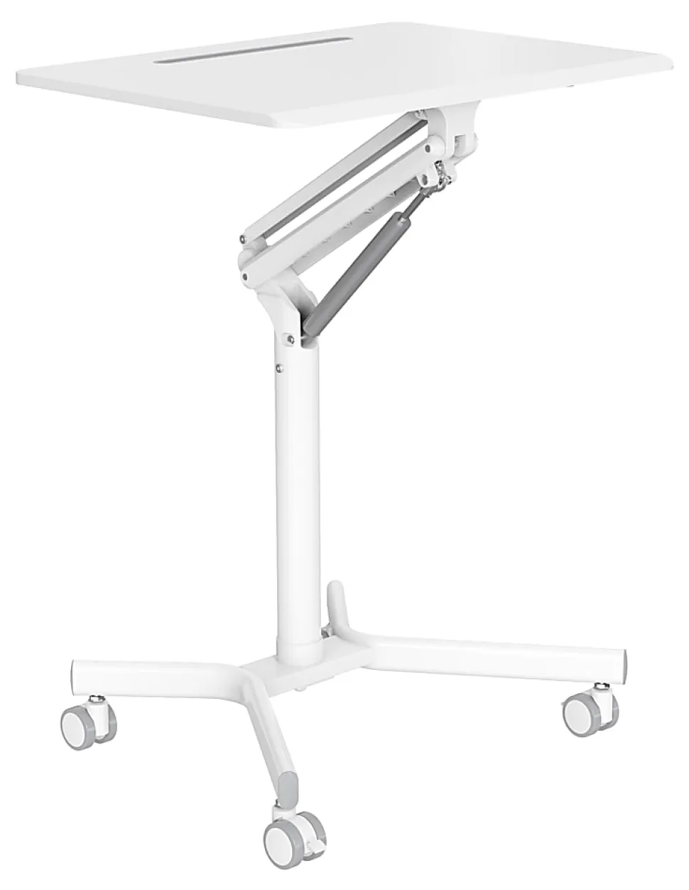 Realspace® 28"W Mobile Sit-to-Stand Compact Desk/Laptop Cart Workstation, 28-3/4"H x 28"W x 22-1/16"D, White