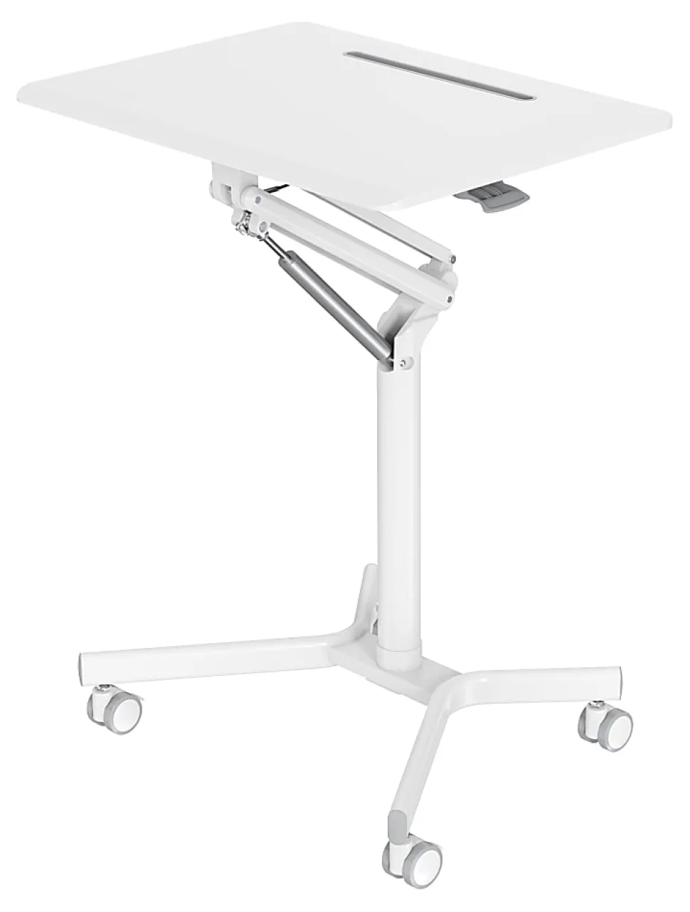 Realspace® 28"W Mobile Sit-to-Stand Compact Desk/Laptop Cart Workstation, 28-3/4"H x 28"W x 22-1/16"D, White