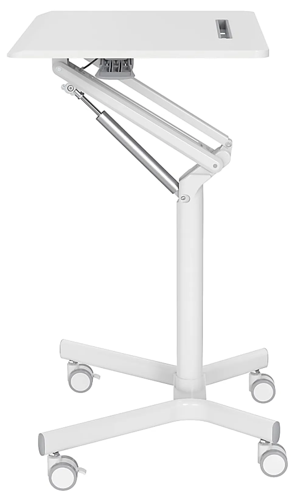 Realspace® 28"W Mobile Sit-to-Stand Compact Desk/Laptop Cart Workstation, 28-3/4"H x 28"W x 22-1/16"D, White