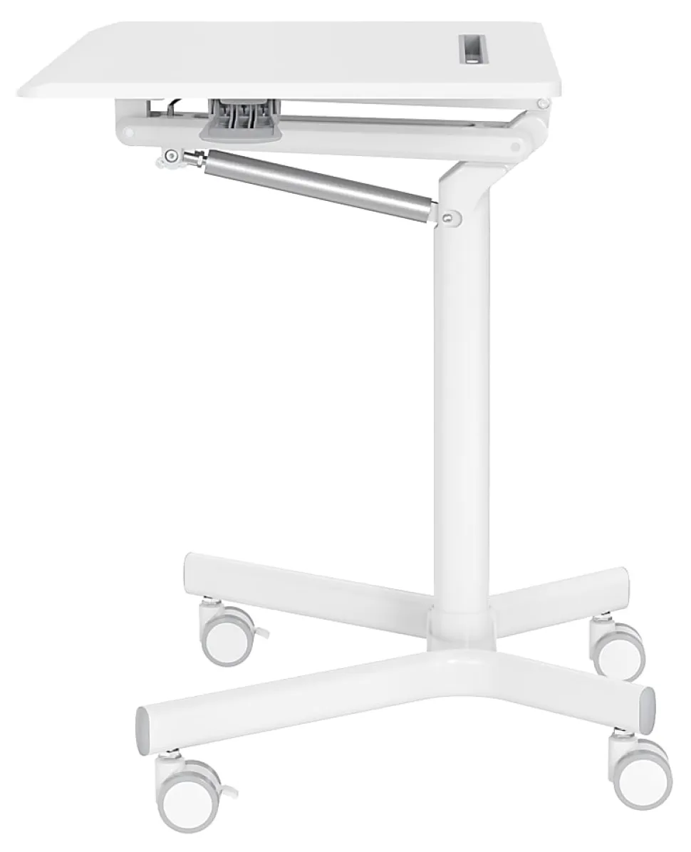 Realspace® 28"W Mobile Sit-to-Stand Compact Desk/Laptop Cart Workstation, 28-3/4"H x 28"W x 22-1/16"D, White