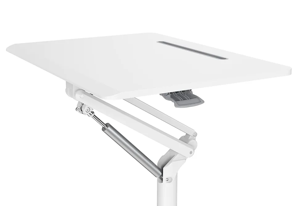 Realspace® 28"W Mobile Sit-to-Stand Compact Desk/Laptop Cart Workstation, 28-3/4"H x 28"W x 22-1/16"D, White