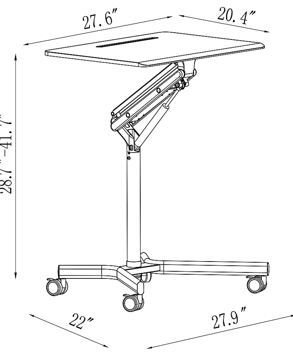Realspace® 28"W Mobile Sit-to-Stand Compact Desk/Laptop Cart Workstation, 28-3/4"H x 28"W x 22-1/16"D, White