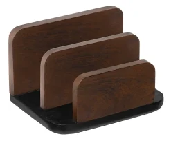 Realspace® Wood/Metal Letter Sorter, 4"H x 6-1/4"W x 5-1/2"D, Walnut/Black