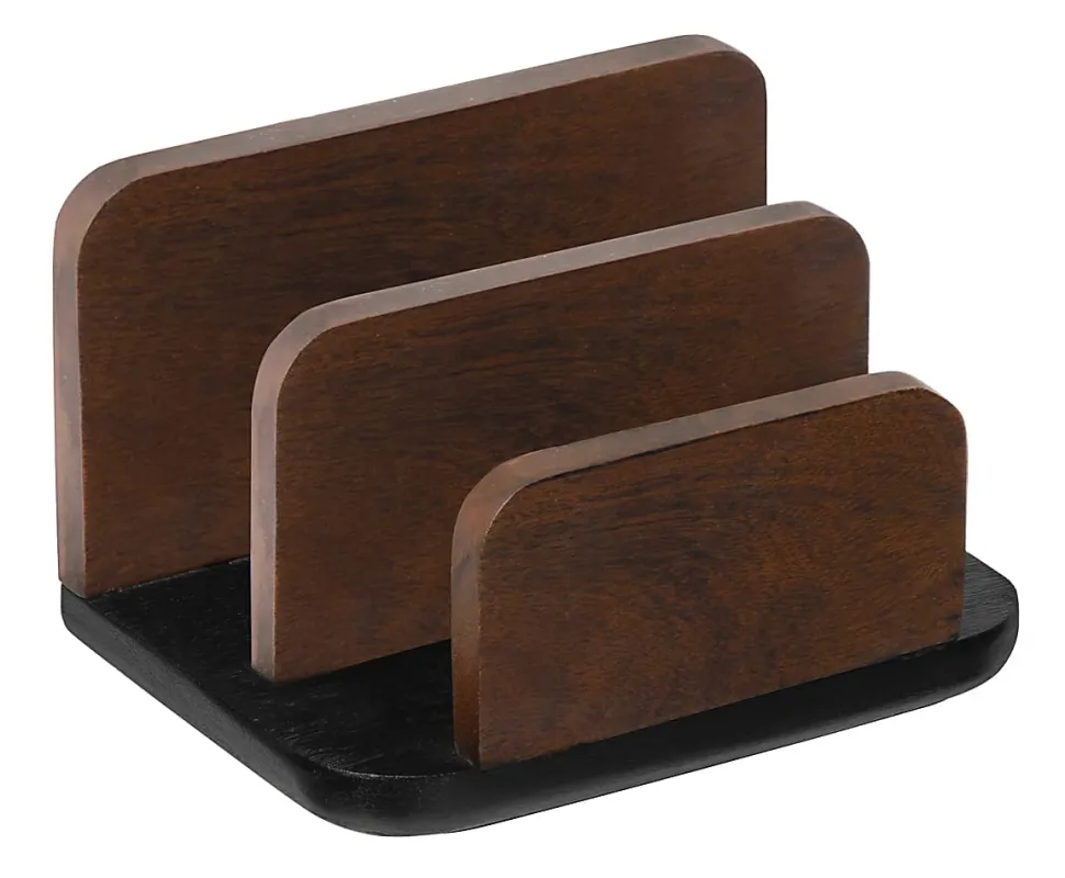 Realspace® Wood/Metal Letter Sorter, 4"H x 6-1/4"W x 5-1/2"D, Walnut/Black