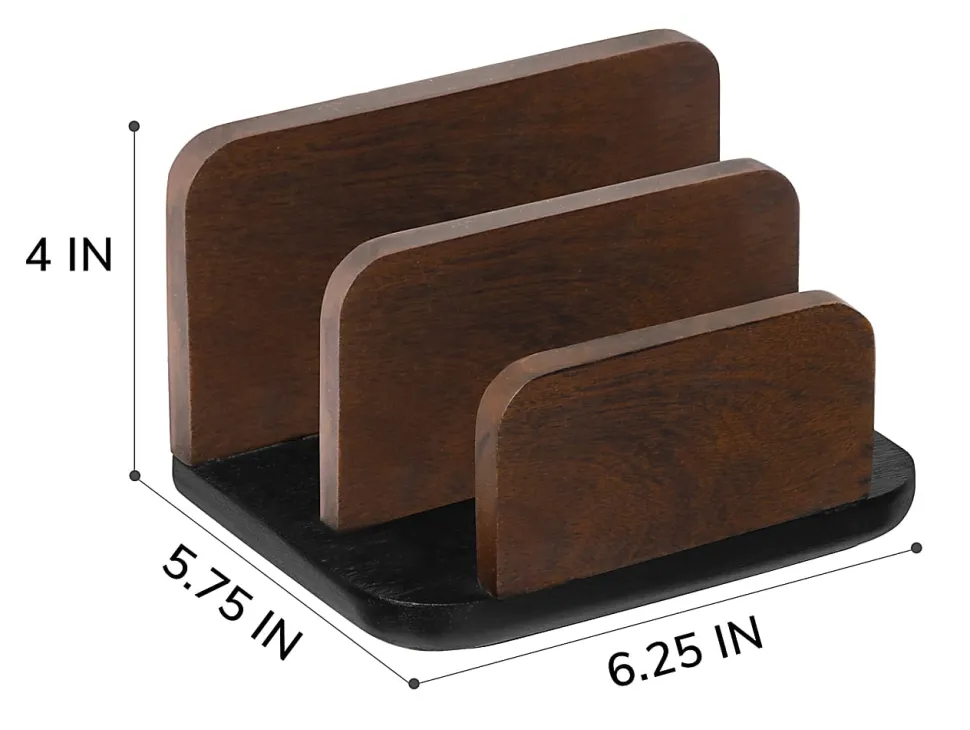 Realspace® Wood/Metal Letter Sorter, 4"H x 6-1/4"W x 5-1/2"D, Walnut/Black