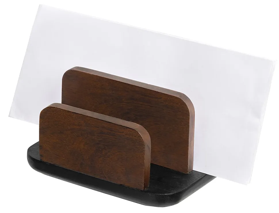 Realspace® Wood/Metal Letter Sorter, 4"H x 6-1/4"W x 5-1/2"D, Walnut/Black
