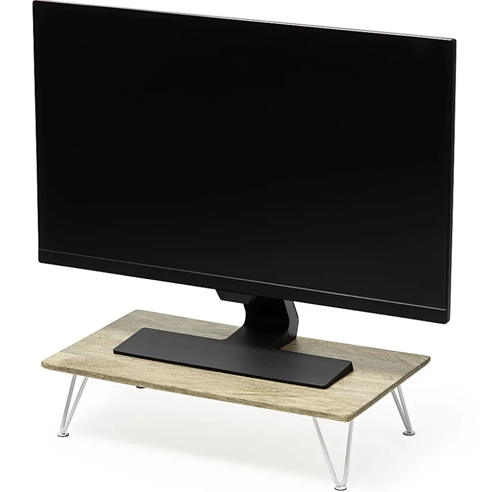 Realspace® Wood Monitor Stand, 4-3/4"H x 18"W x 10"D, Natural/White