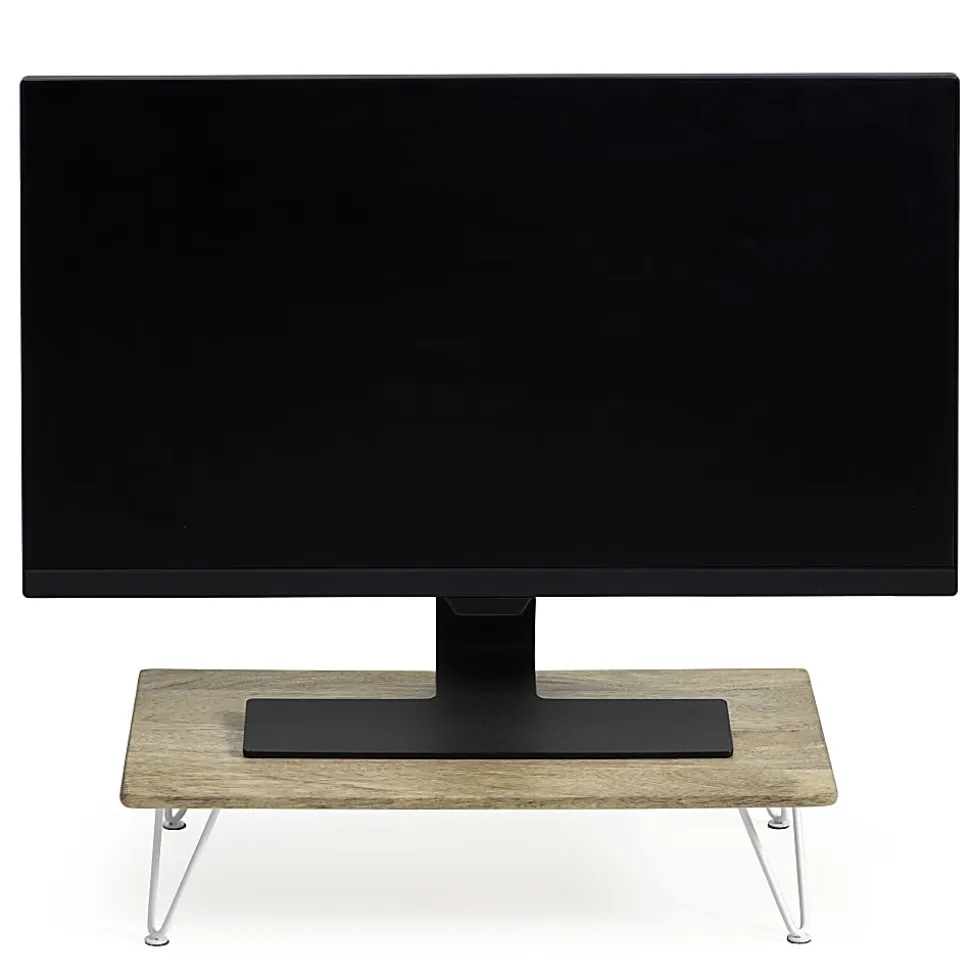 Realspace® Wood Monitor Stand, 4-3/4"H x 18"W x 10"D, Natural/White
