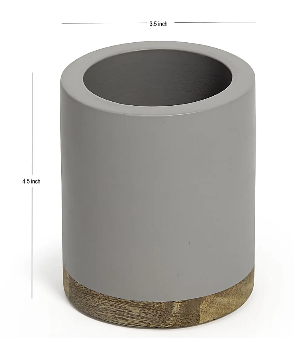 Realspace® Wood Pen Cup, 4-1/2"H x 3-1/2"W x 3-1/2"D, Gray/Natural