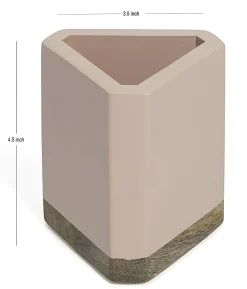 Realspace® Wood Pen Cup, 4-1/2"H x 3-1/2"W x 3-1/2"D, Pink/Natural