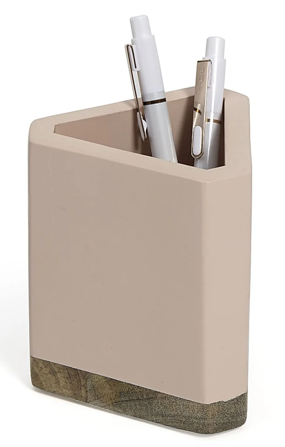 Realspace® Wood Pen Cup, 4-1/2"H x 3-1/2"W x 3-1/2"D, Pink/Natural