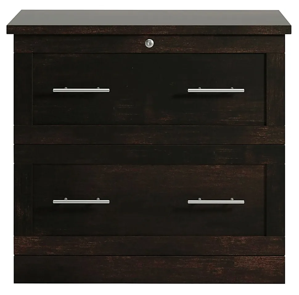 Realspace® 29-7/16"W x 18-1/2"D Lateral 2-Drawer File Cabinet, Peppered Black
